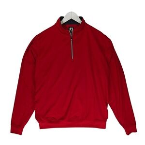 FootJoy Mens Large Red Performance Quarter Zip Golf Pullover Long Sleeve FJ Logo